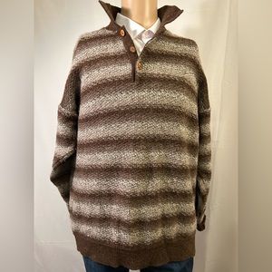 The Ecology Company of New Zealand Striped Unbleached/Undyed Wool Sweater Sz Lg